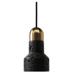 Lava Stone and Brass Pendant Light, “Qie, ” by Buzao