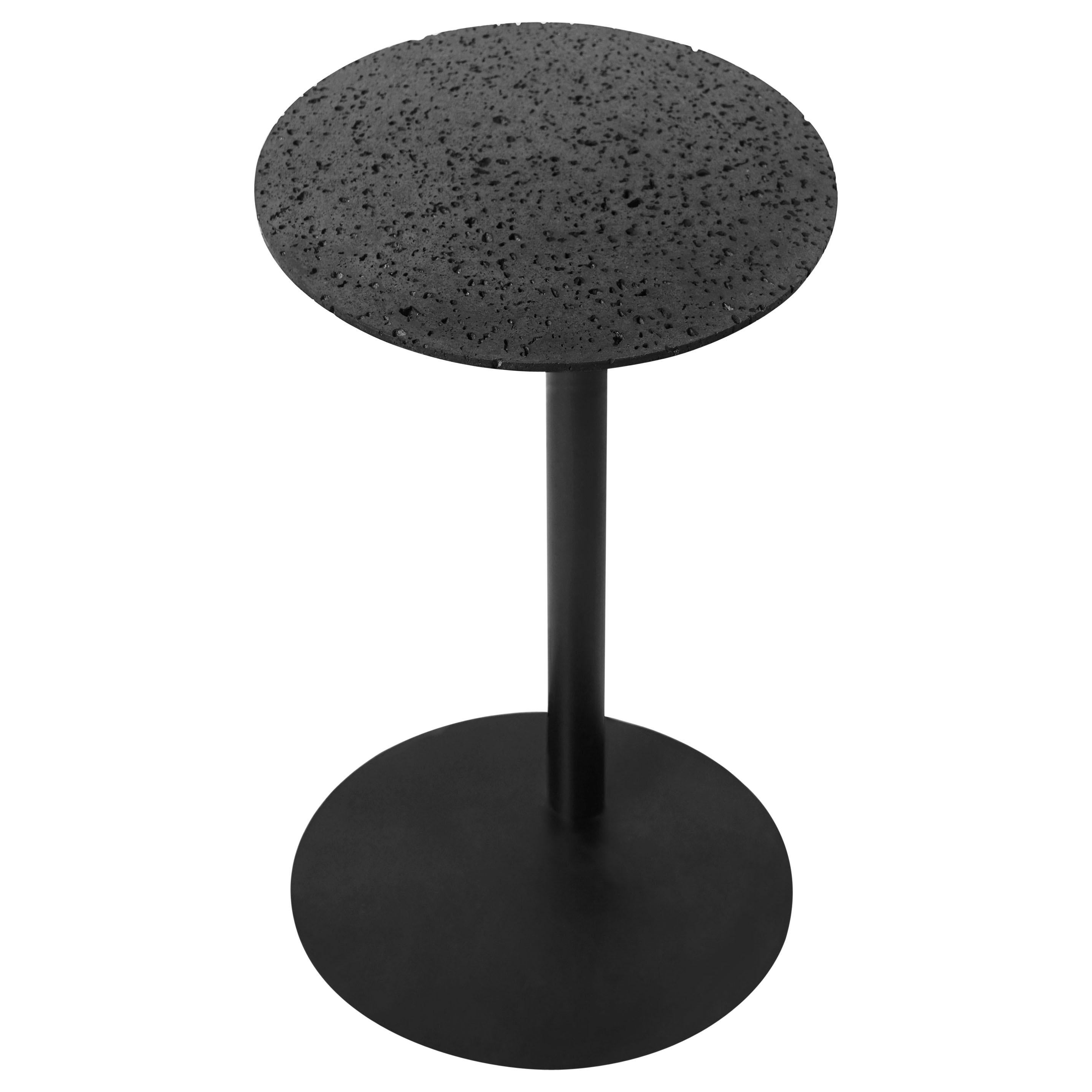 Lava Stone and Powder-Coated Steel Side Table, “Right, ” by Buzao