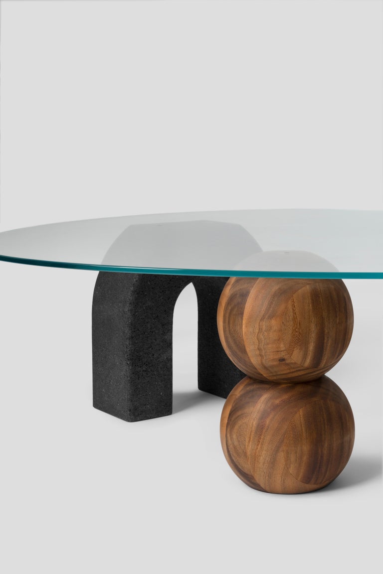 Contemporary Lava Stone Rosedal Coffee Table, Modern Mexican Design For Sale