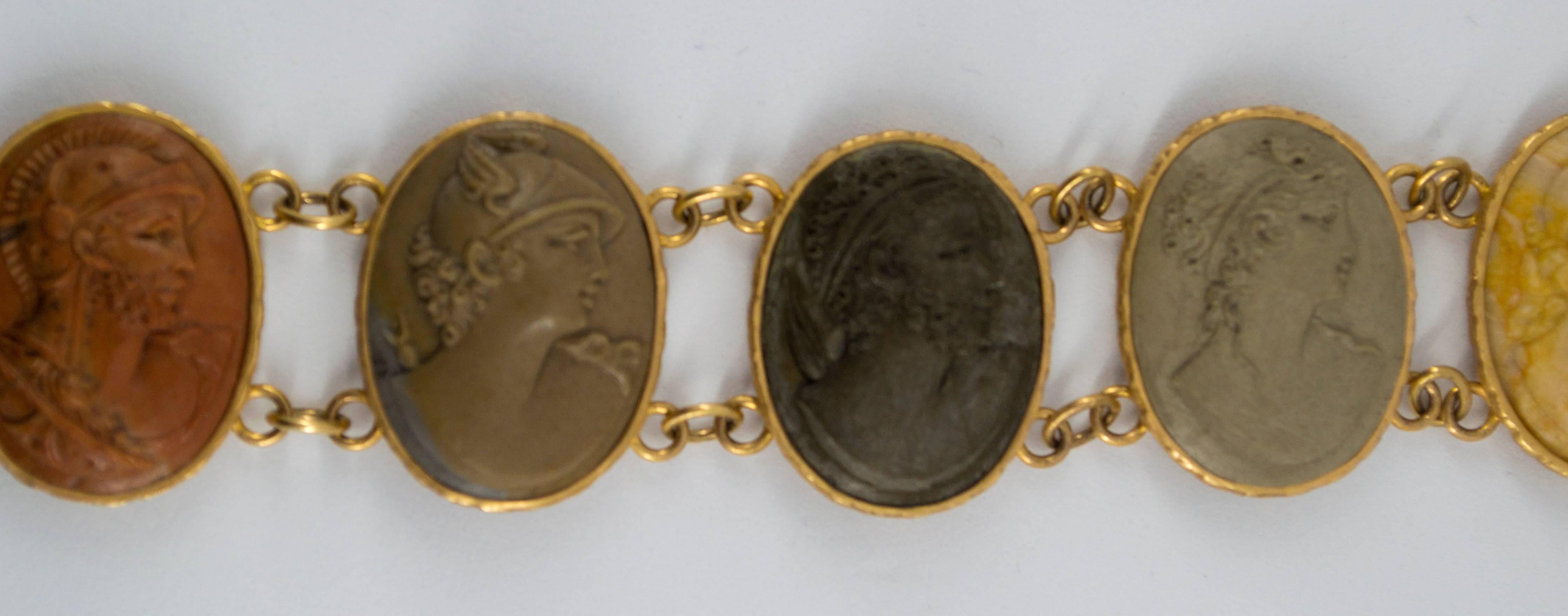 Women's or Men's Lava Stone Yellow Gold Vintage Style Bracelet