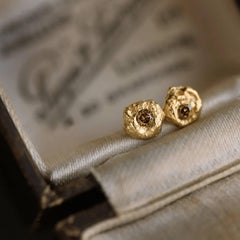 Zarte alltägliche braune Diamanten 18k Gold Bio-Ohrstecker