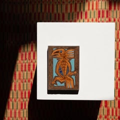 Lava Wall Plaque with Enameled Bird by Jean Jaffeux 1960s