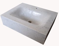 Lavabo scavato da un blocco di marmo bianco Carrara -Made in Italy