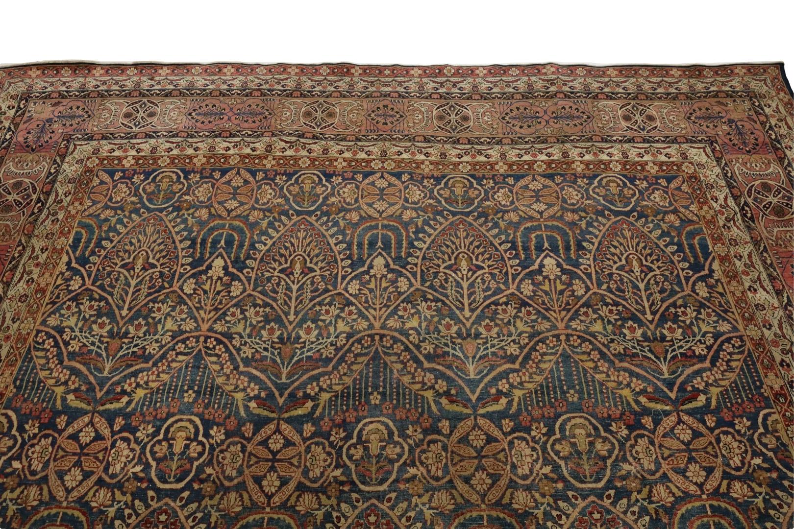 Laine Tapis ancien Lavar-Kerman - 9'5