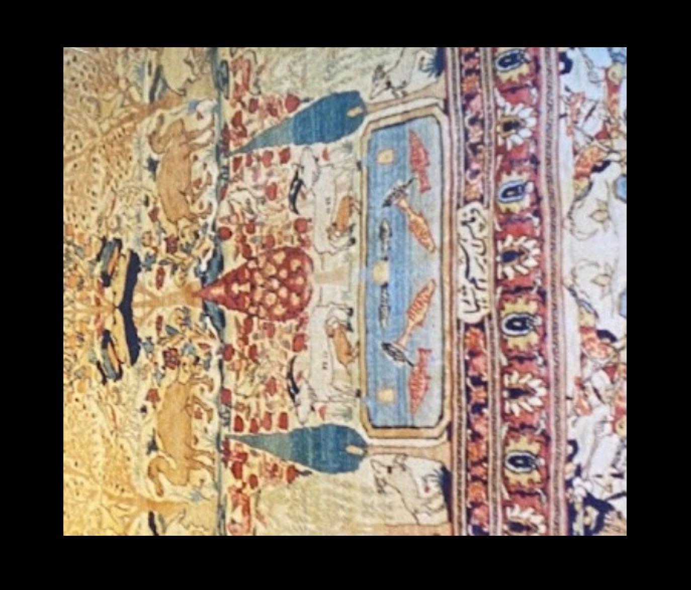 Exceptional natural dyes and drawings

Persian epic mythology & 19th century world leaders

Provenance: Balour Rugs

