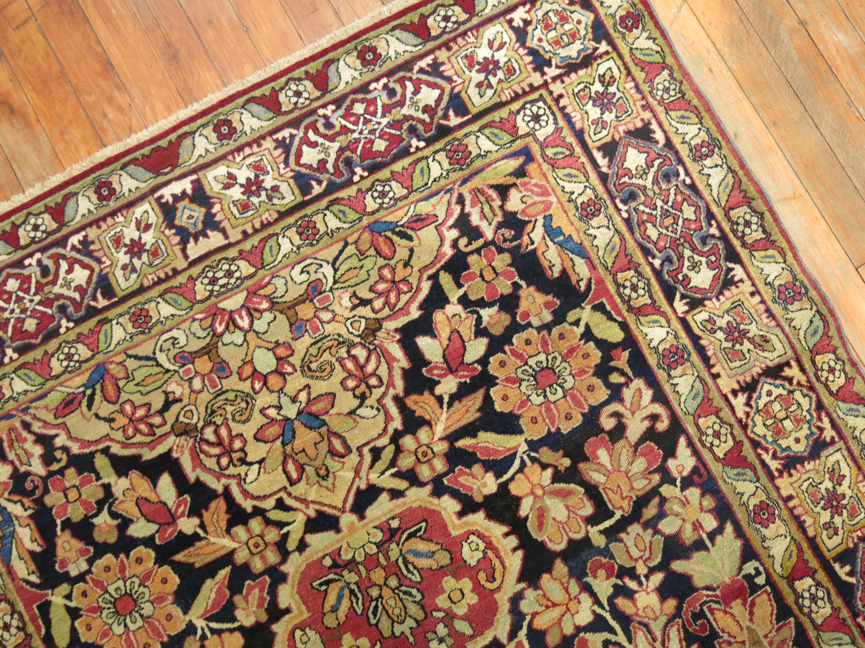 Zabihi Collection Lavar Kerman Collectible Caliber 19th century Rug In Good Condition For Sale In New York, NY