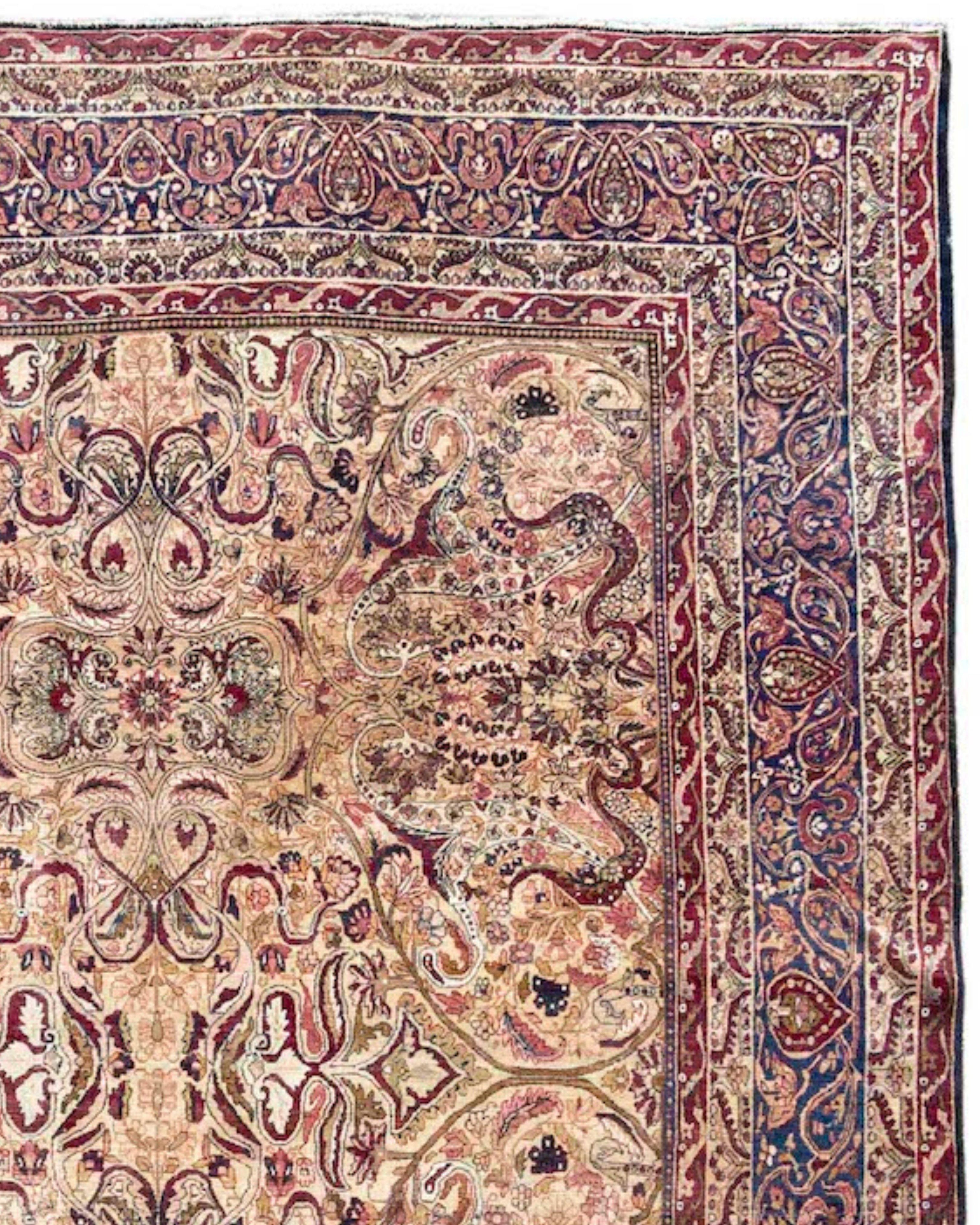Antique Persian Lavar Kirman Carpet Rug, 19th Century

This elegant carpet was woven in the vicinity of the southeastern Persian city of Kirman. Kirman, or Kerman, as it is more typically pronounced, sits on the ancient trade road connecting Persia