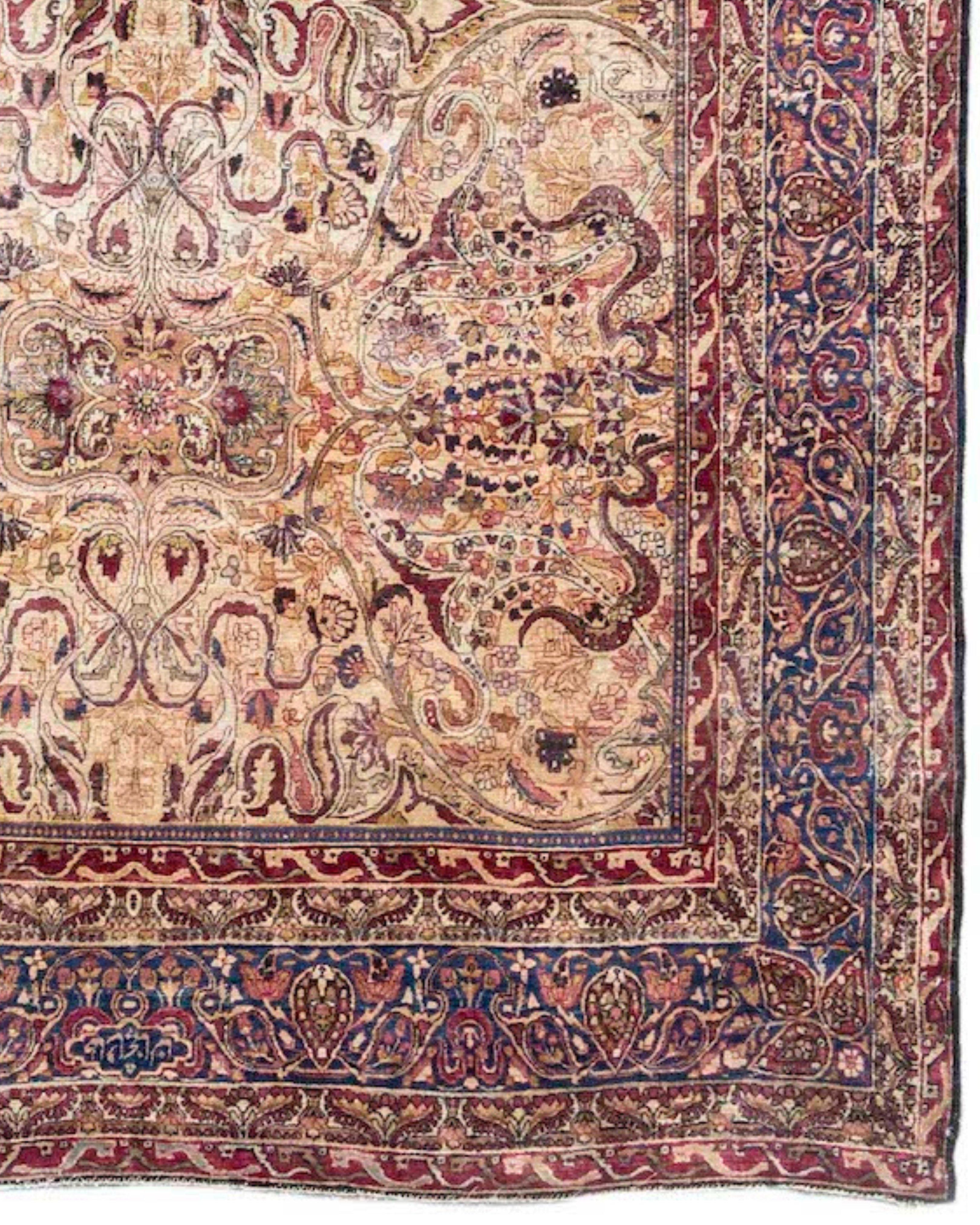 Wool Antique Persian Lavar Kirman Rug, 19th Century For Sale