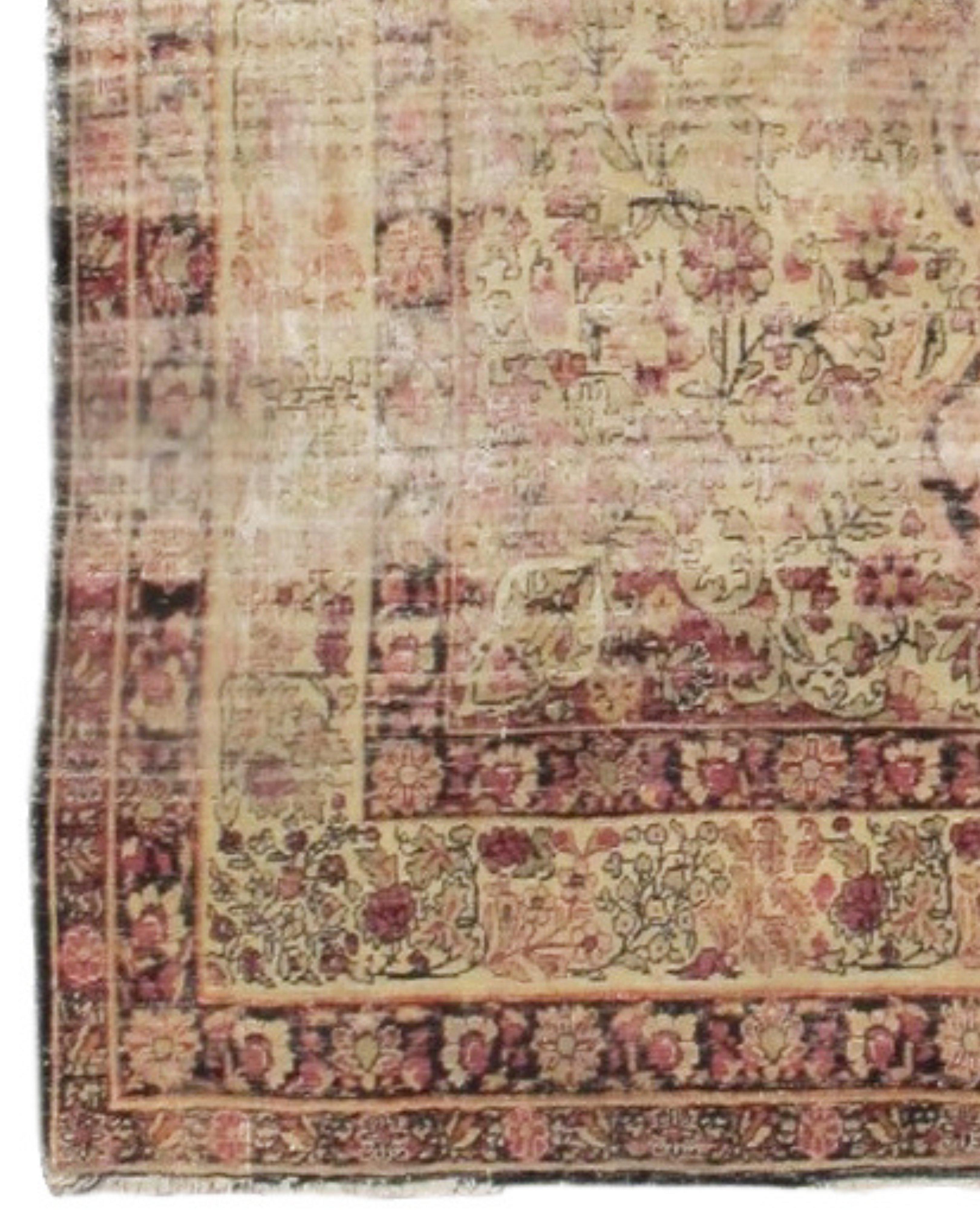 Hand-Knotted Lavar Kirman Rug, 19th Century For Sale