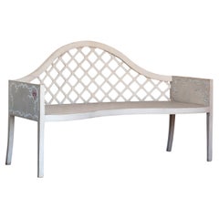 Lavaredo Settee Textural White and Tulips Decors Bench