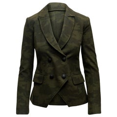 Laveer Olive Green Camo Double-Breasted Blazer