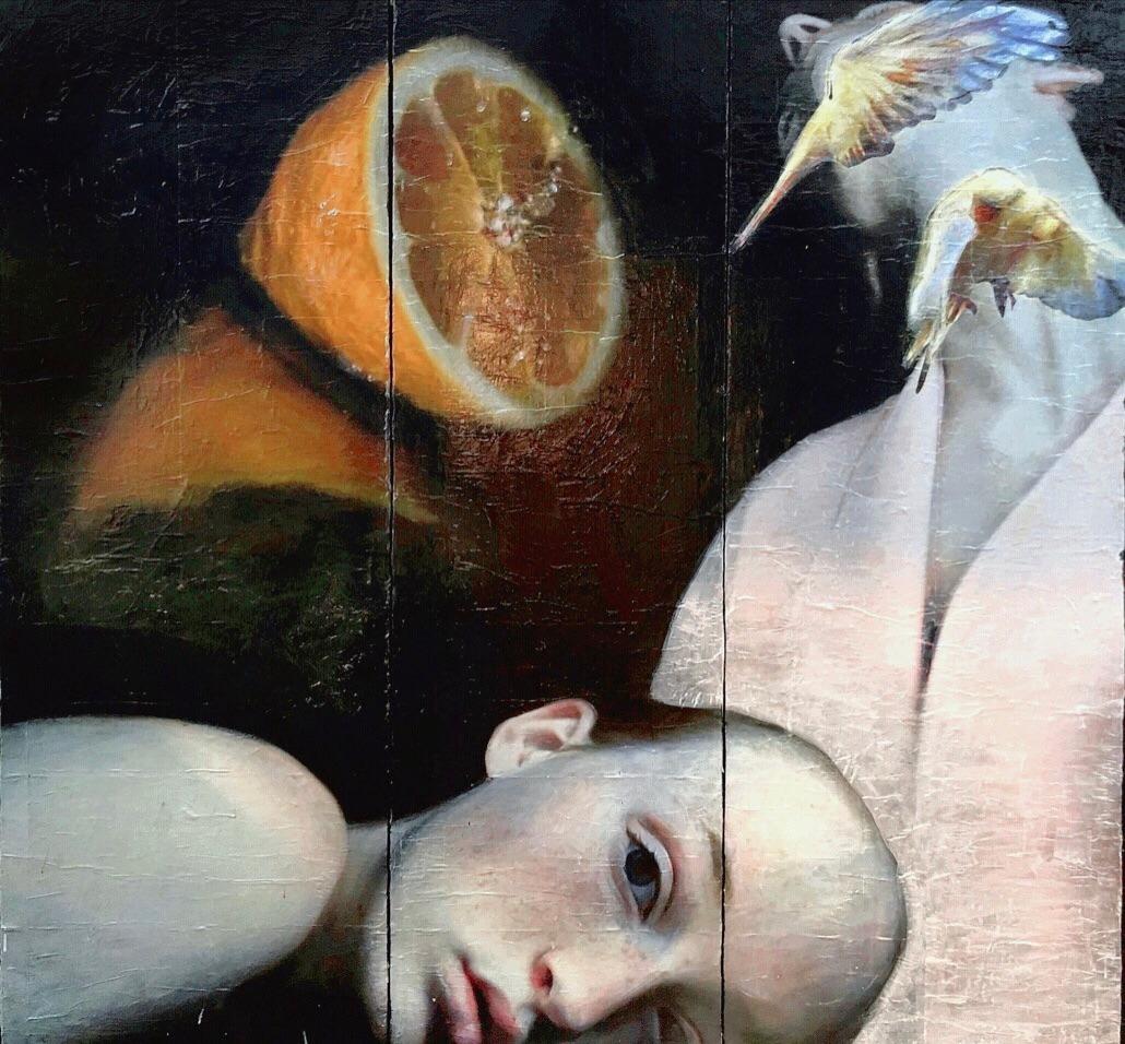 Orange  (Schwarz), Figurative Painting, von Lavely Miller-Kershman 