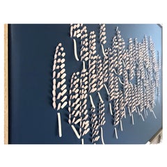 Lavender: A Piece of 3D Sculptural Blue and Pink Leather Wall Art