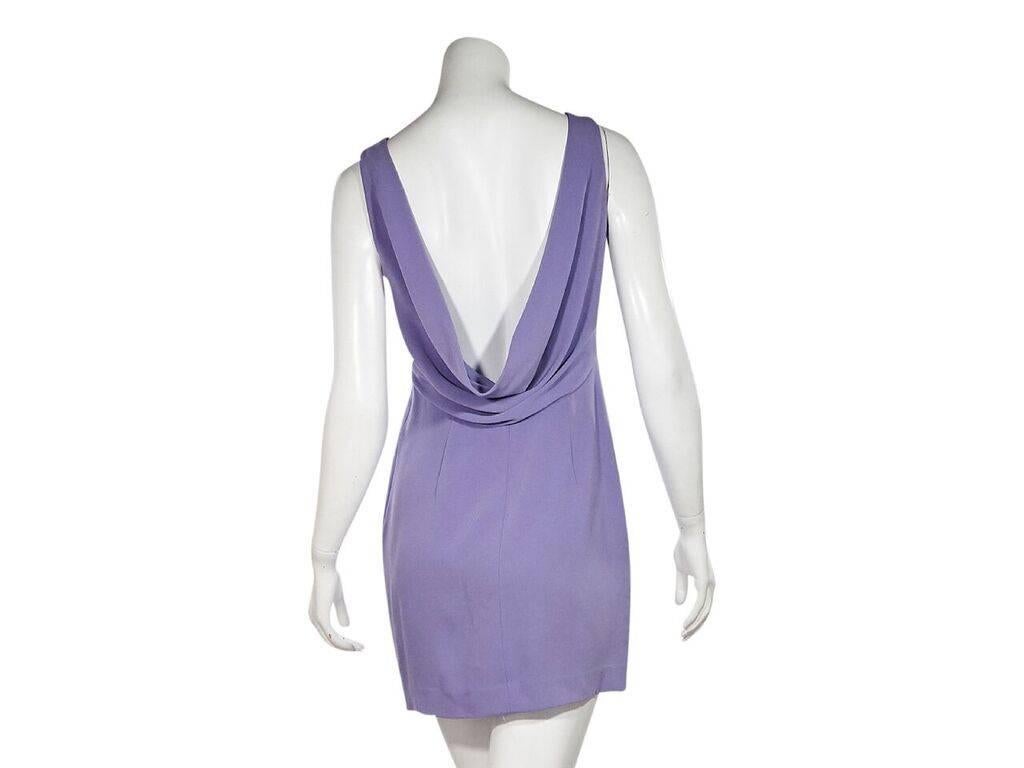 Product details:  Lavender sheath dress by Alexander Wang.  Wide scoopneck.  Sleeveless.  Concealed side zip closure.  Draped back.  34