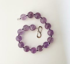Lavender Amethyst 25mm Round Statement Necklace with Sterling Silver Clasp