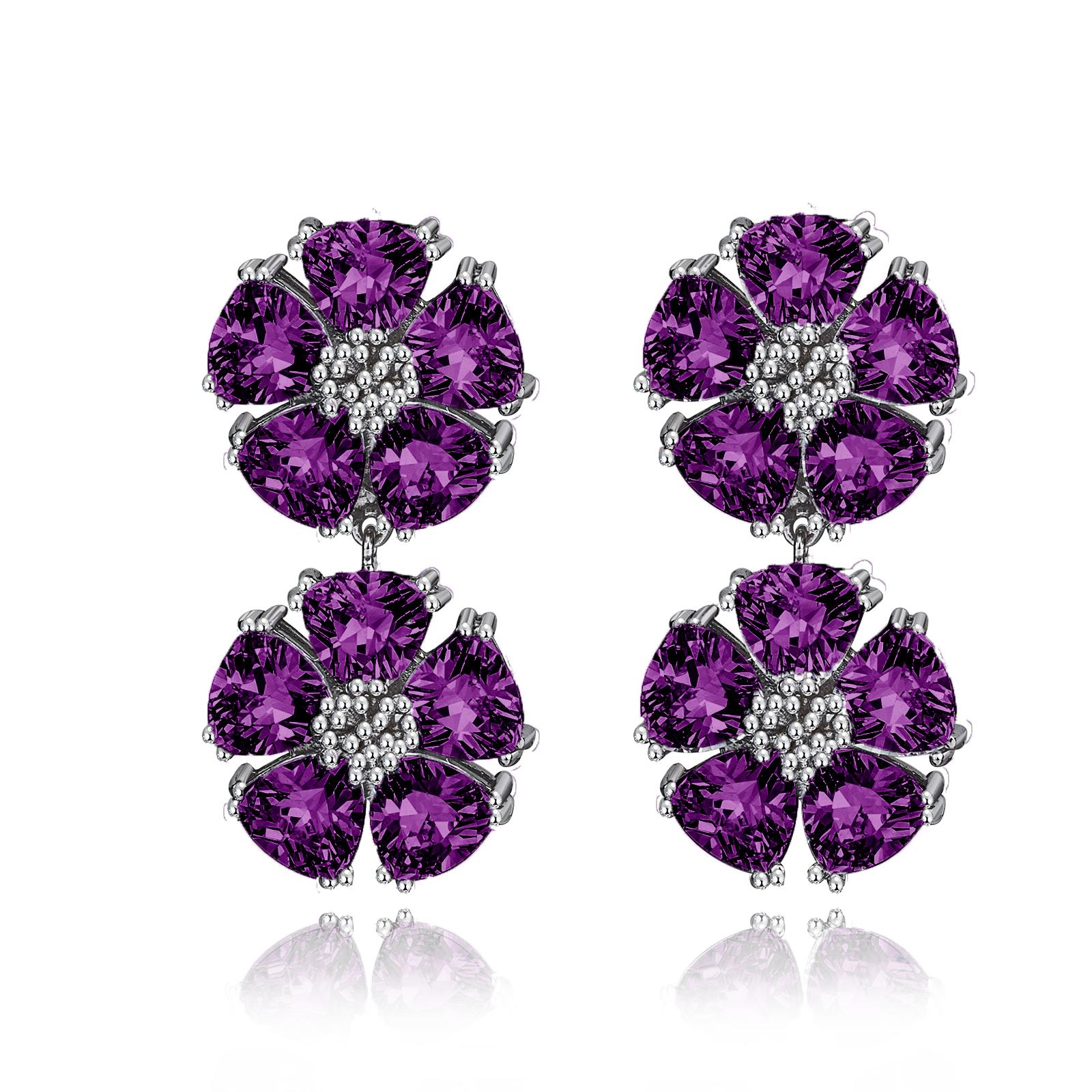 Designed in NYC

.925 Sterling Silver 2 x 20 mm Lavender Amethyst Double Blossom Stone Earrings. No matter the season, allow natural beauty to surround you wherever you go. Double blossom stone earrings: 

Sterling silver 
High-polish finish