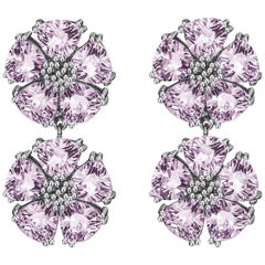 Lavender Amethyst Double Blossom Stone Earrings
