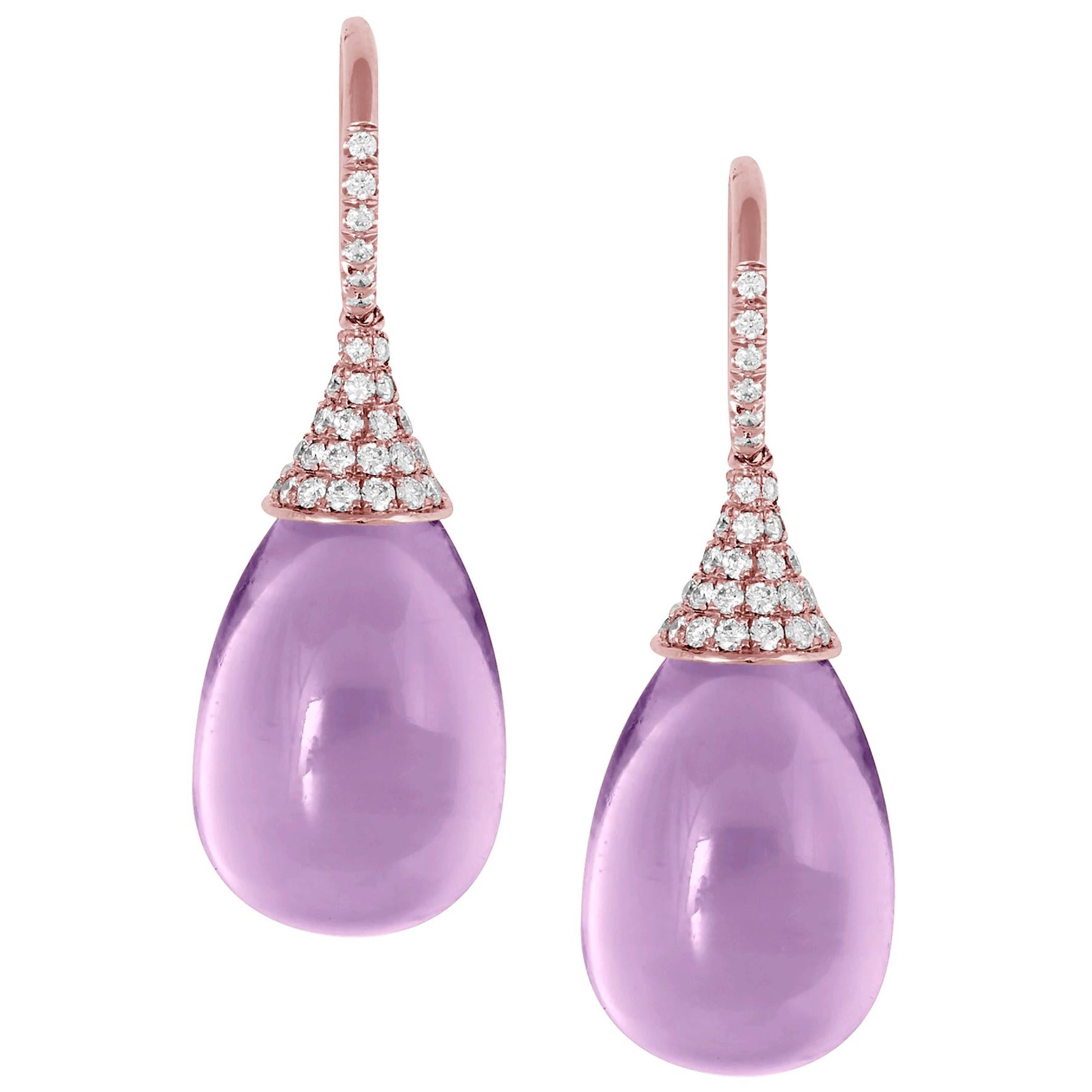 Goshwara Lavender Amethyst Drops And Diamond Earrings For Sale