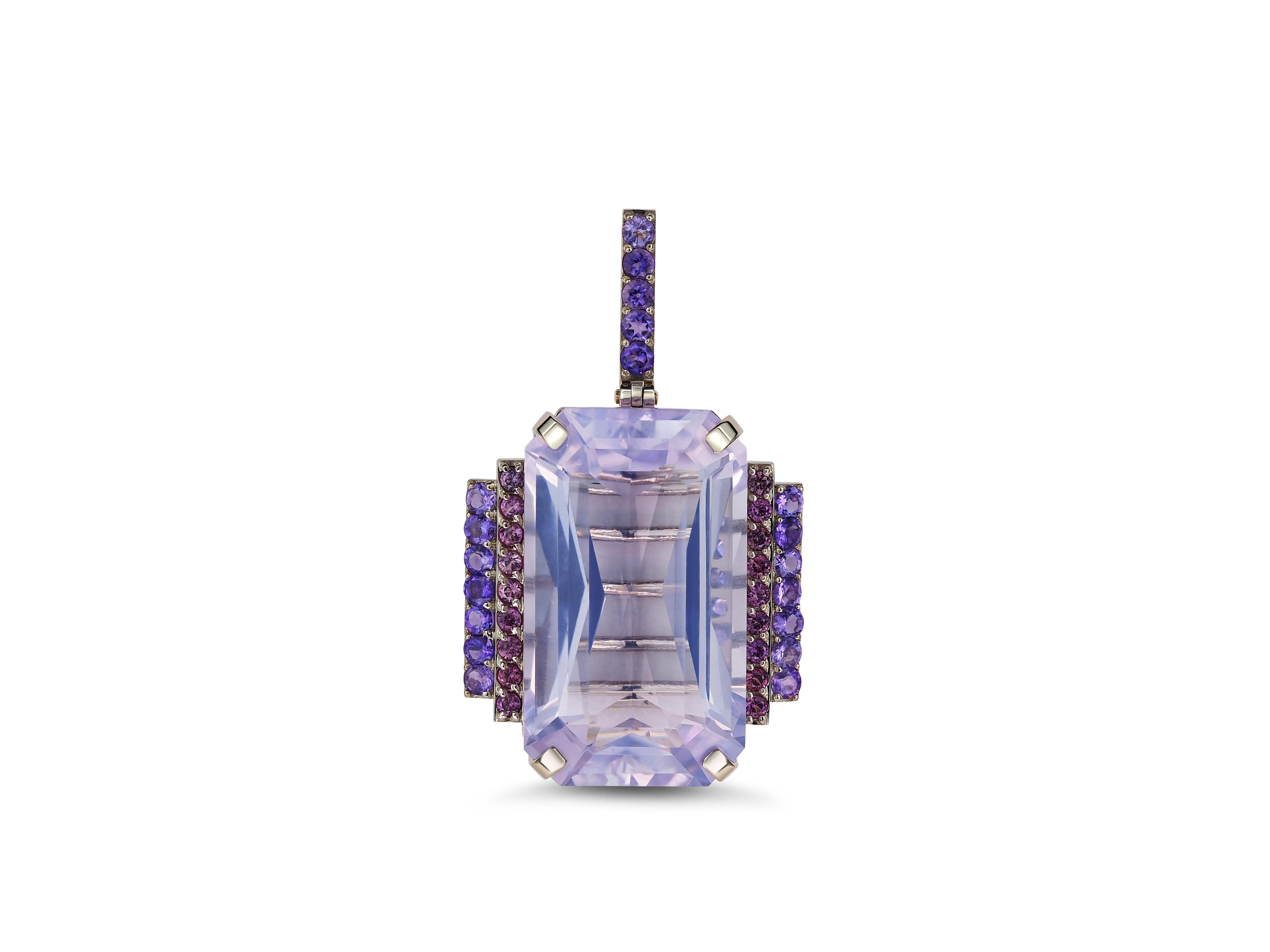 Modern Lavender Amethyst Pendant in 14k Gold