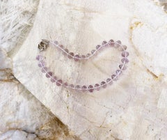 Lavender Amethyst Rondelle Beaded Necklace with Interlocking Ring Clasp