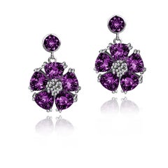 Lavender Amethyst Single Blossom Drop Earrings