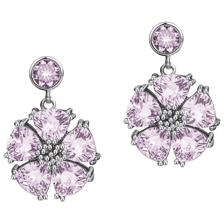 Lavender Blossom Heart Earrings