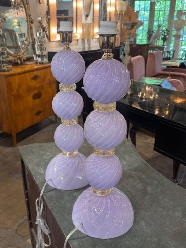 Lampade in vetro di Murano color oro e lavanda In condizioni buone in vendita a Dallas, TX