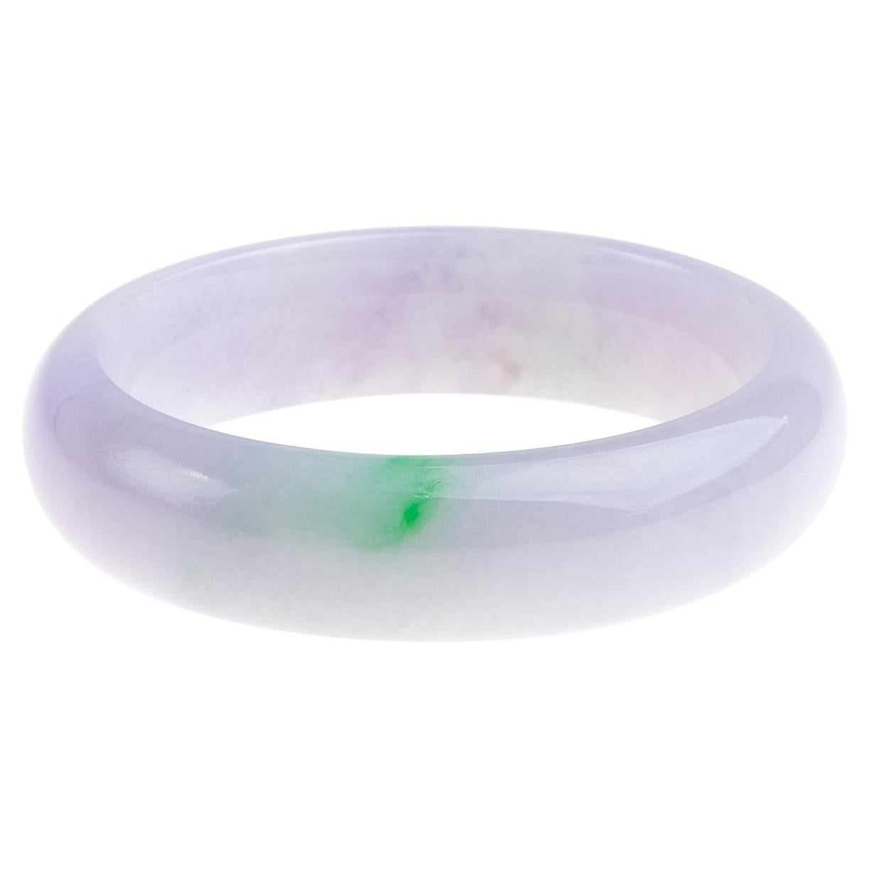Lavender and Green Jadeite Jade Bangle, Certified Untreated