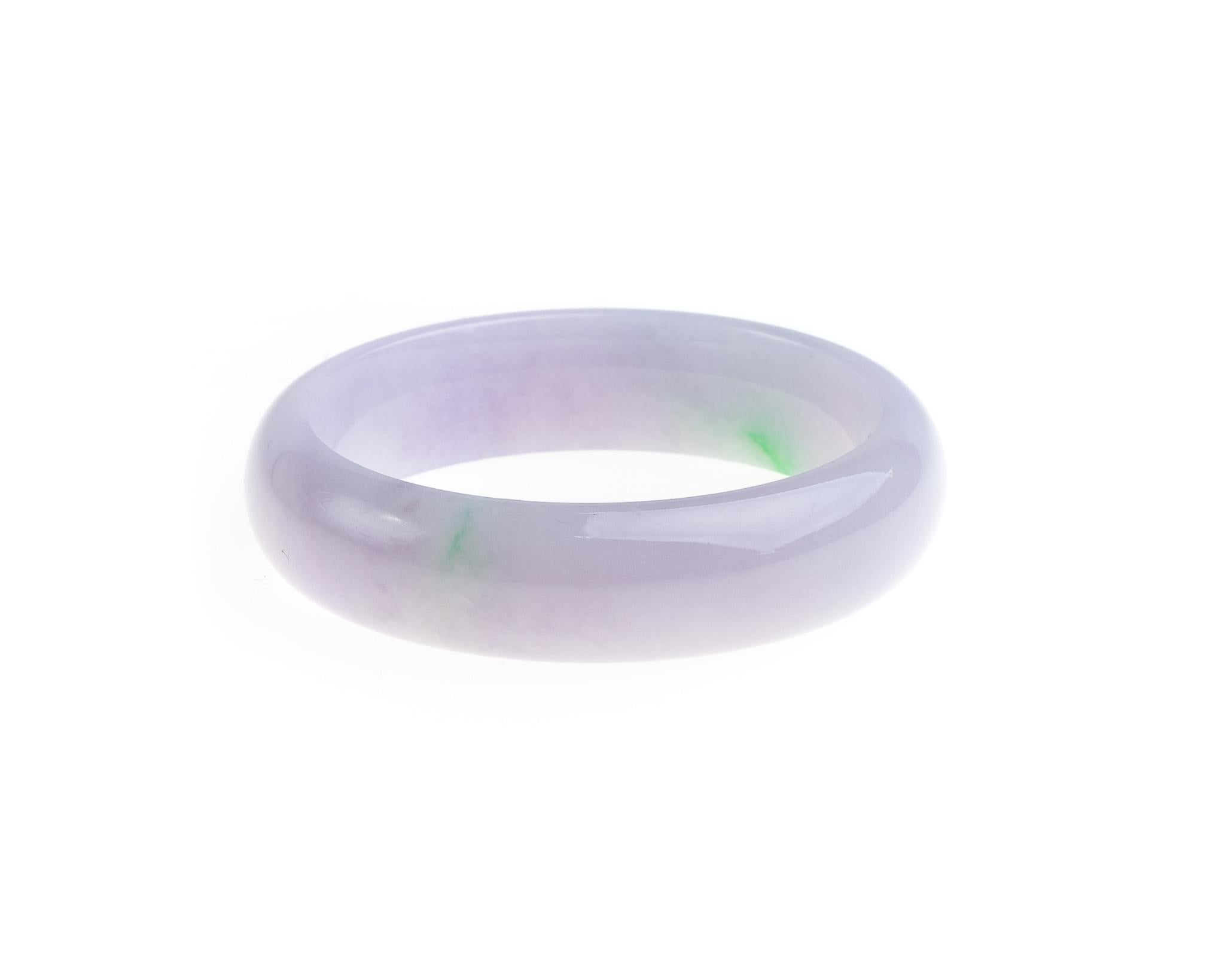 Contemporary Lavender and Green Jadeite Jade Bangle, Certified Untreated