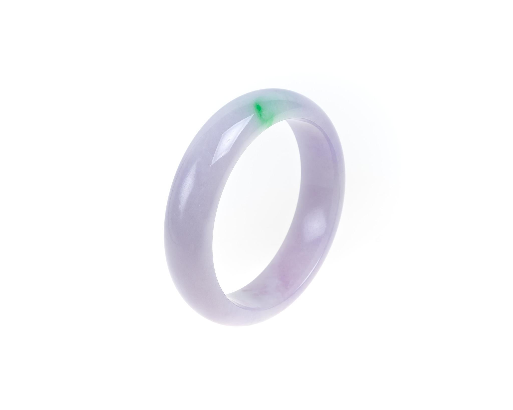 Rough Cut Lavender and Green Jadeite Jade Bangle, Certified Untreated