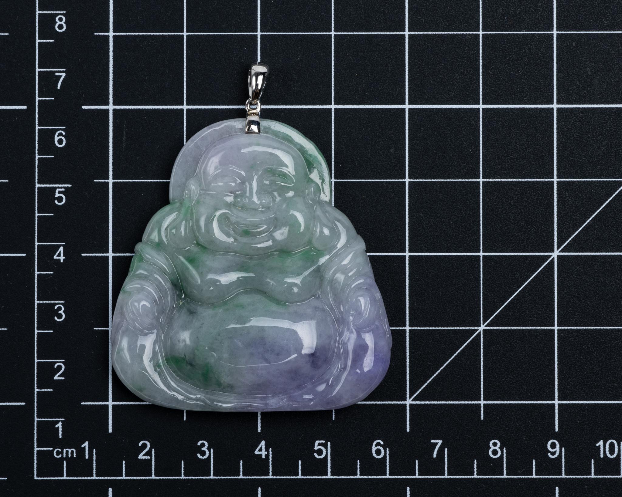 Rough Cut Lavender and Green Jadeite Jade Buddha, Certified Untreated For Sale