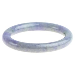 Bracelet jonc en jade lavande et jadéite vert clair, certifié non traité