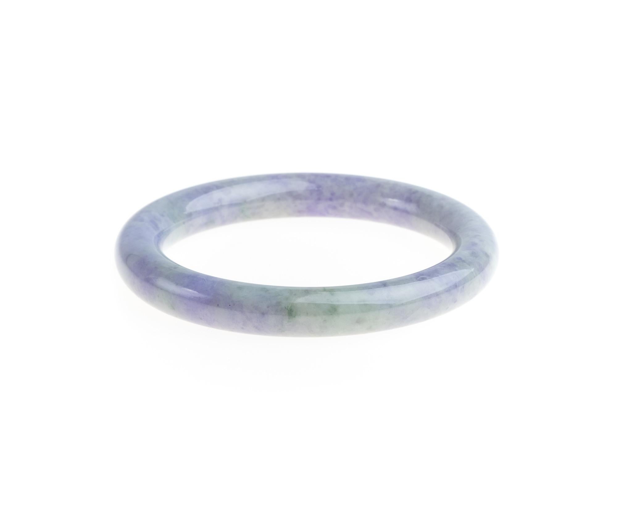 Contemporary Lavender and Light Green Jadeite Jade Bangle, Certified Untreated