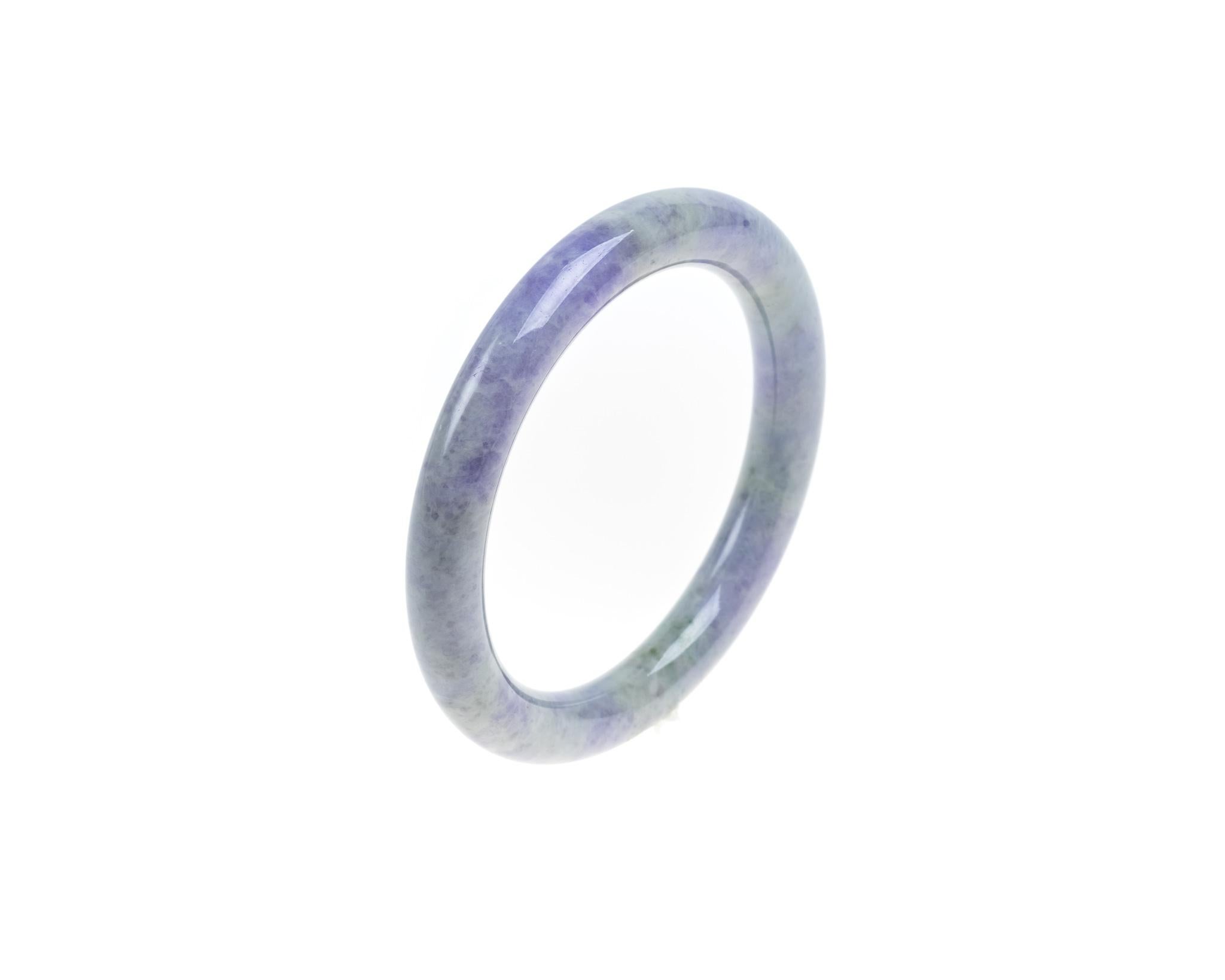 Rough Cut Lavender and Light Green Jadeite Jade Bangle, Certified Untreated