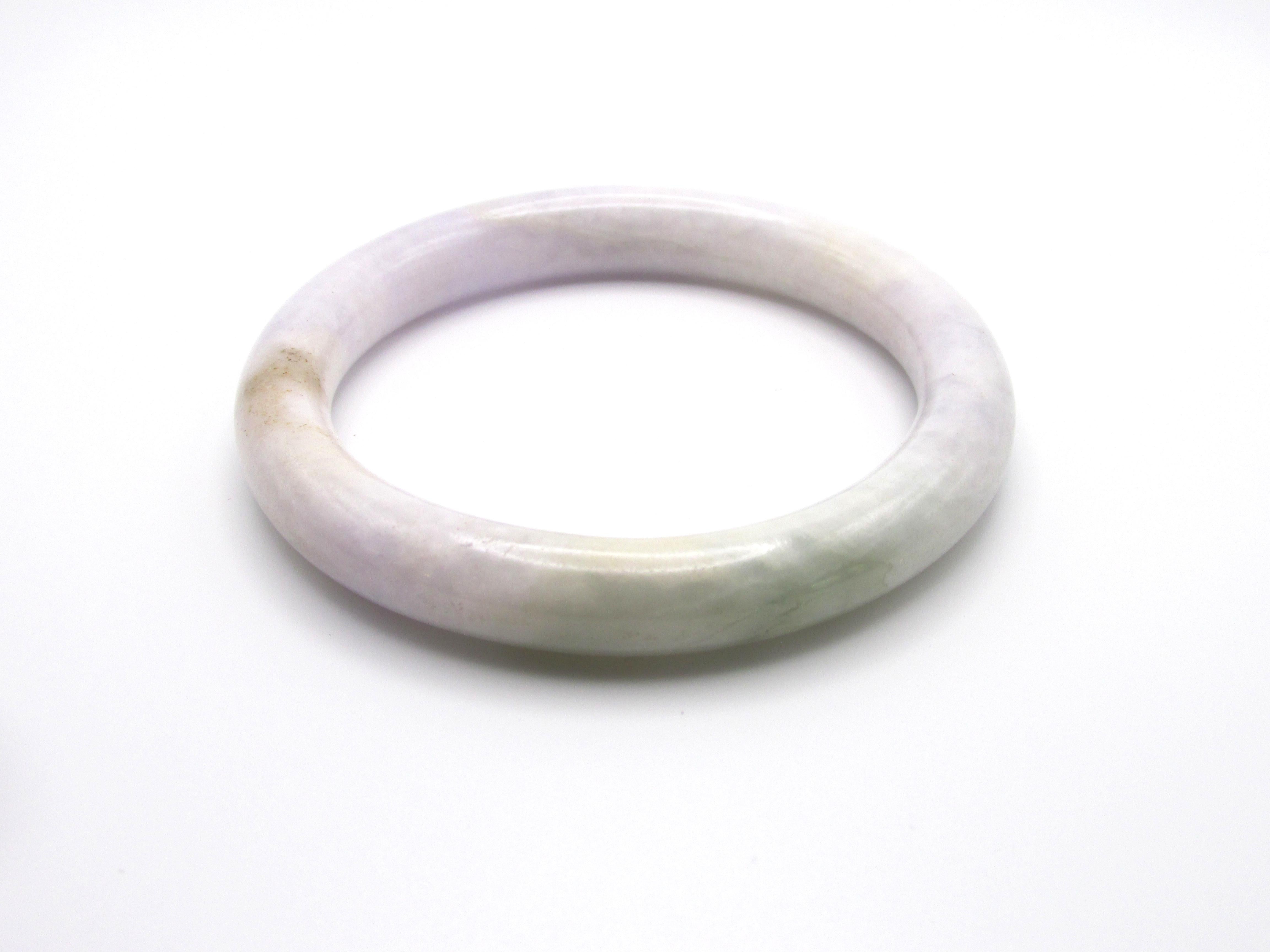 Round Cut Lavender and Pale Celadon Jadeite Bangle Bracelet