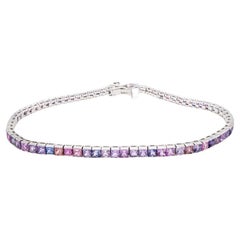 Lavender and Pink Sapphires Bracelet 8.40 Carats Total 18k Gold