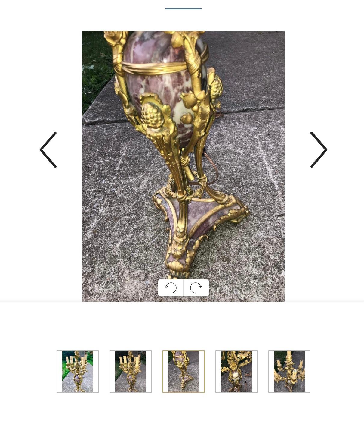 Lavender and Rouge Marble Gilt Bronze Candelabra Now a Lamp For Sale 5