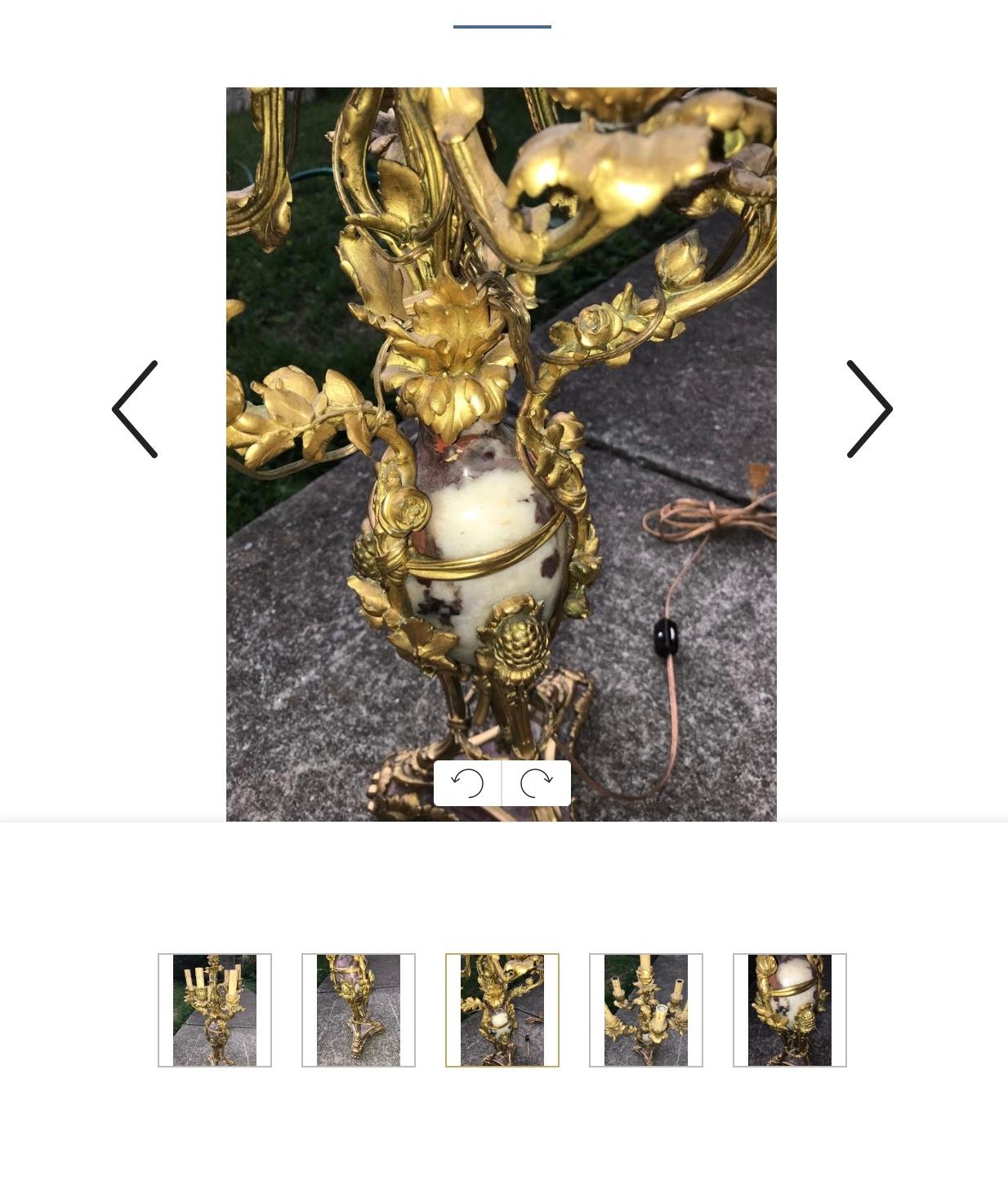 Lavender and Rouge Marble Gilt Bronze Candelabra Now a Lamp For Sale 6