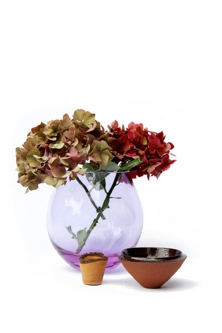 Stapelgefäß Satu mit Lavendel und Terrakotta, Pia Wüstenberg (Organische Moderne) im Angebot