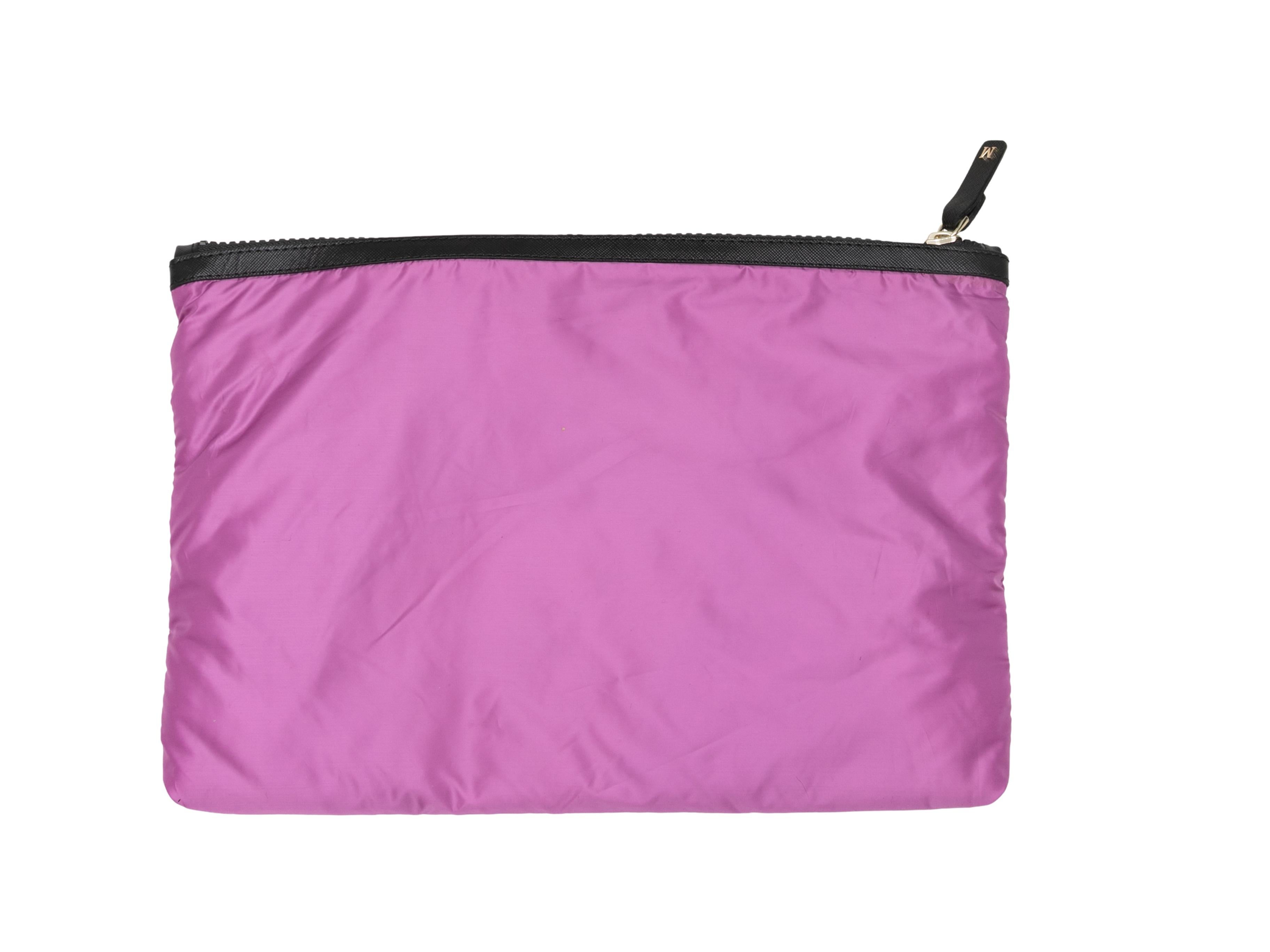 Lavender & Black Max Mara Cameluxe Zip Pouch. This zip pouch features a Cameluxe body and top zip closure. 13.75