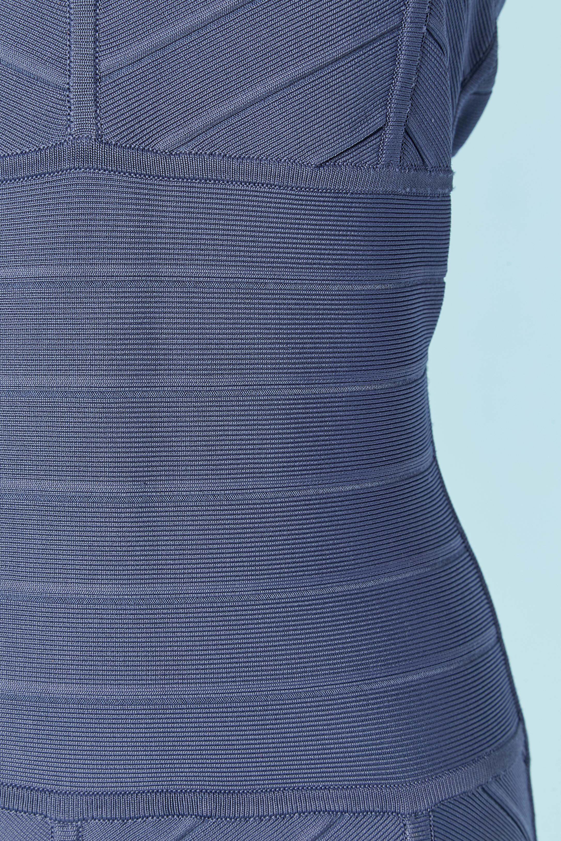 Vestido azul lavanda de punto de rayón sin espalda HERVE LEGER Azul en venta