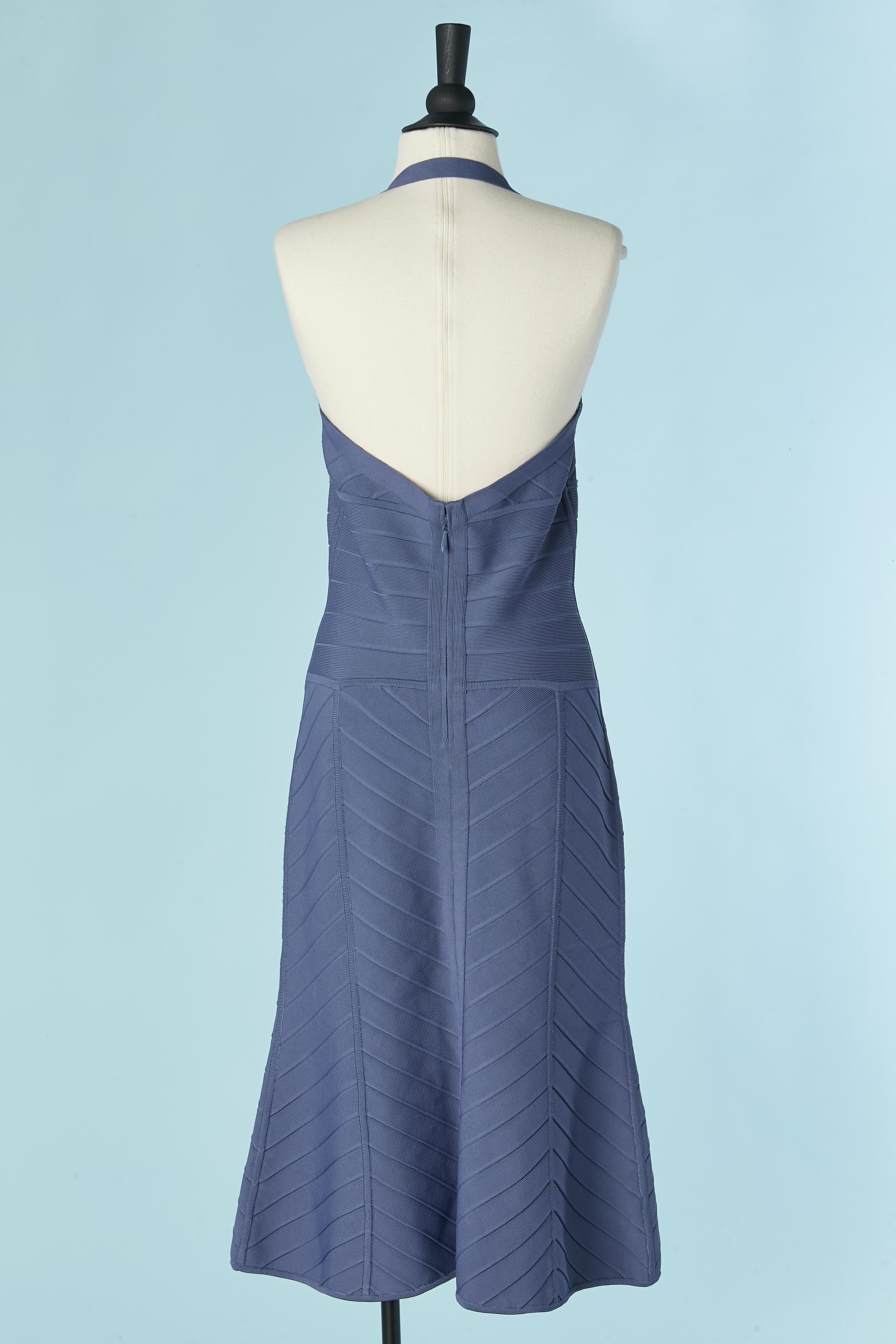 Vestido azul lavanda de punto de rayón sin espalda HERVE LEGER en venta 1