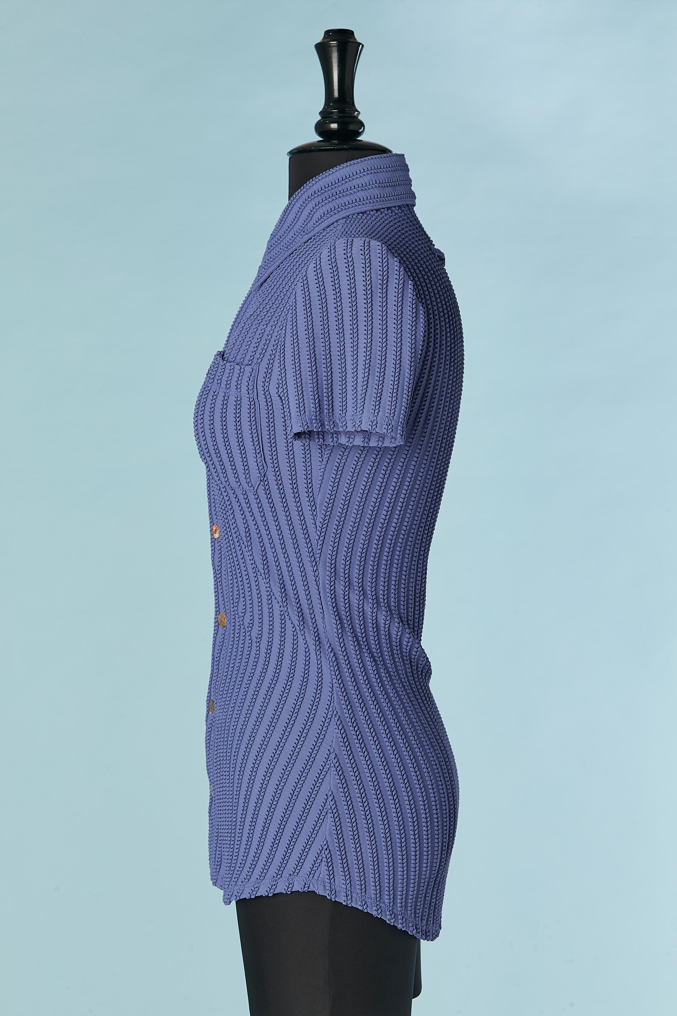 Women's Lavender blue short sleeve shirt Jean-Paul Gaultier Classique For Sale