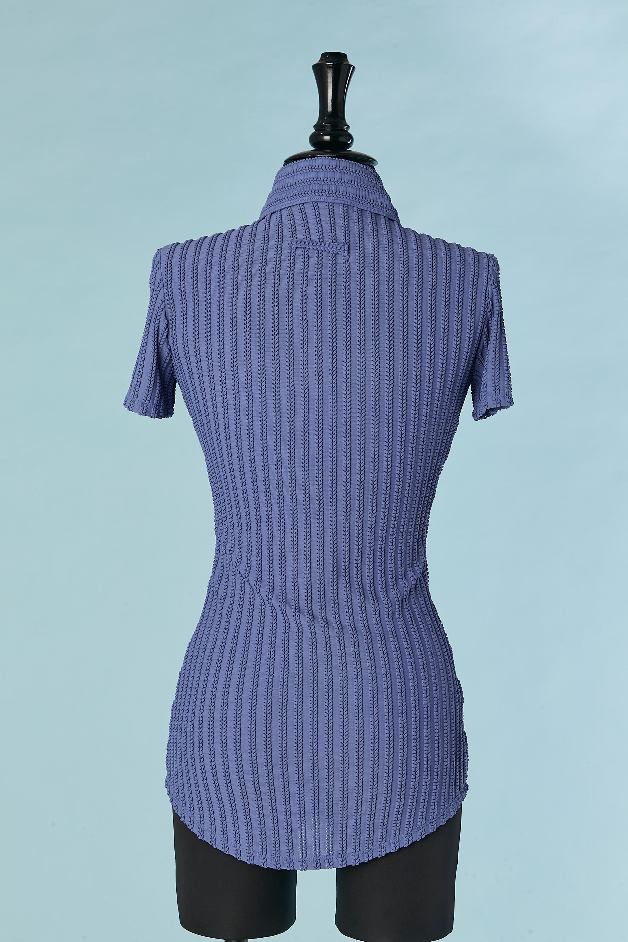 Lavender blue short sleeve shirt Jean-Paul Gaultier Classique For Sale 1