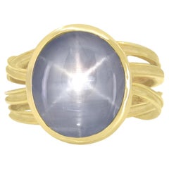 Lavender Blue Star Sapphire One of a Kind Gold Ribbon Ring, Barbara Heinrich