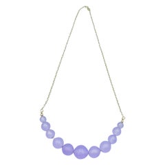 Lavender Chalcedony Bead Graduated Sweetie Necklace in Yellow Gold