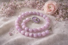 Lavender Chatoyant Kunzite Necklace with Vintage Crystal Clasp