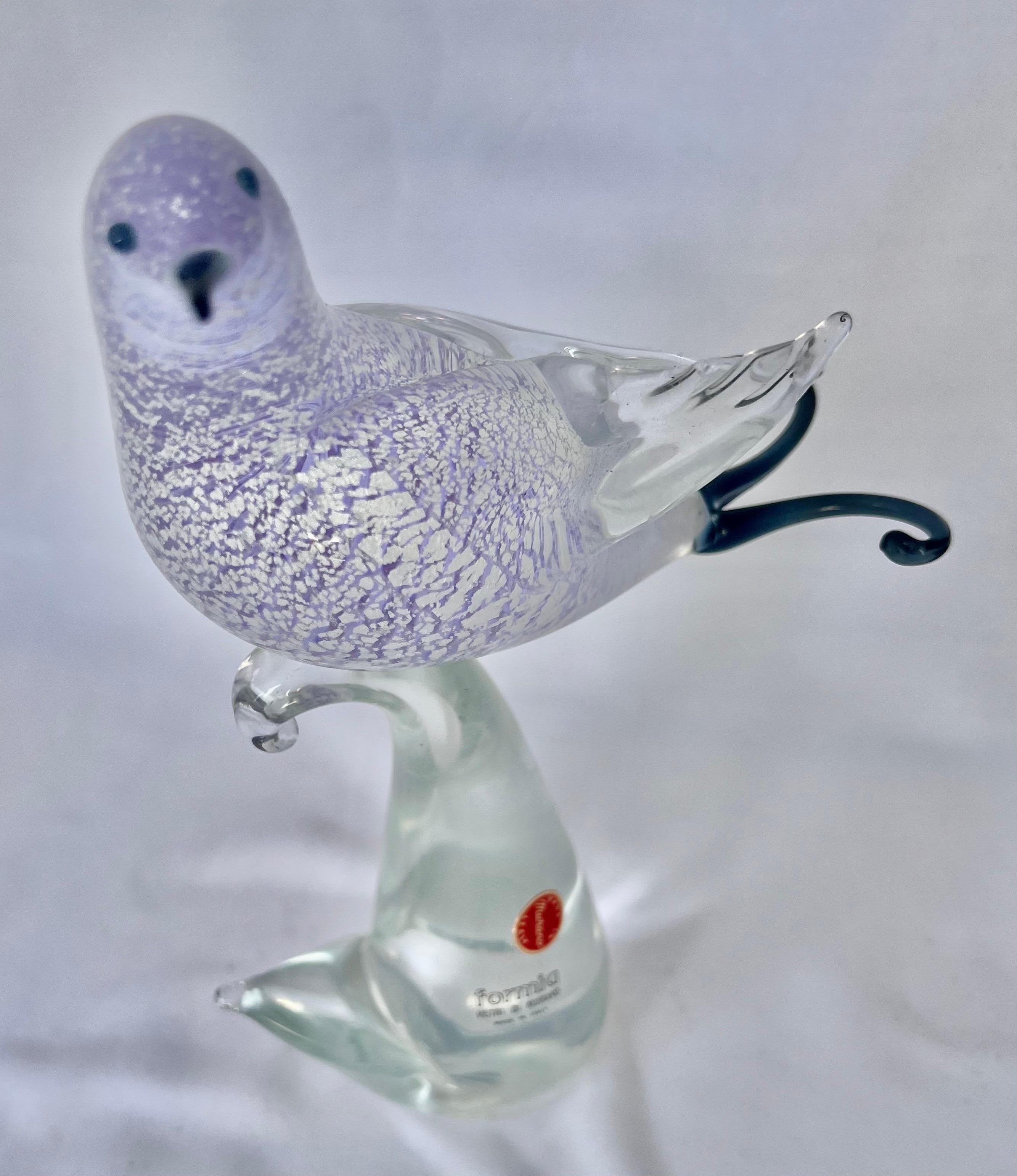 Lavender Colored Hand Blown Murano Glass Bird, Early 20th Century 8