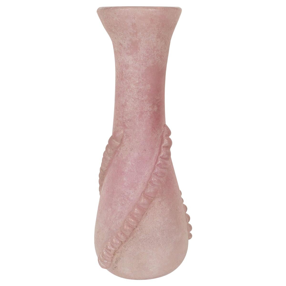 Lavender Colored Scavo Glass Vase