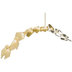 'Lavender' Feyzstudio Cast Crystal Shaped Glass with Brass Branch Led Chandelier